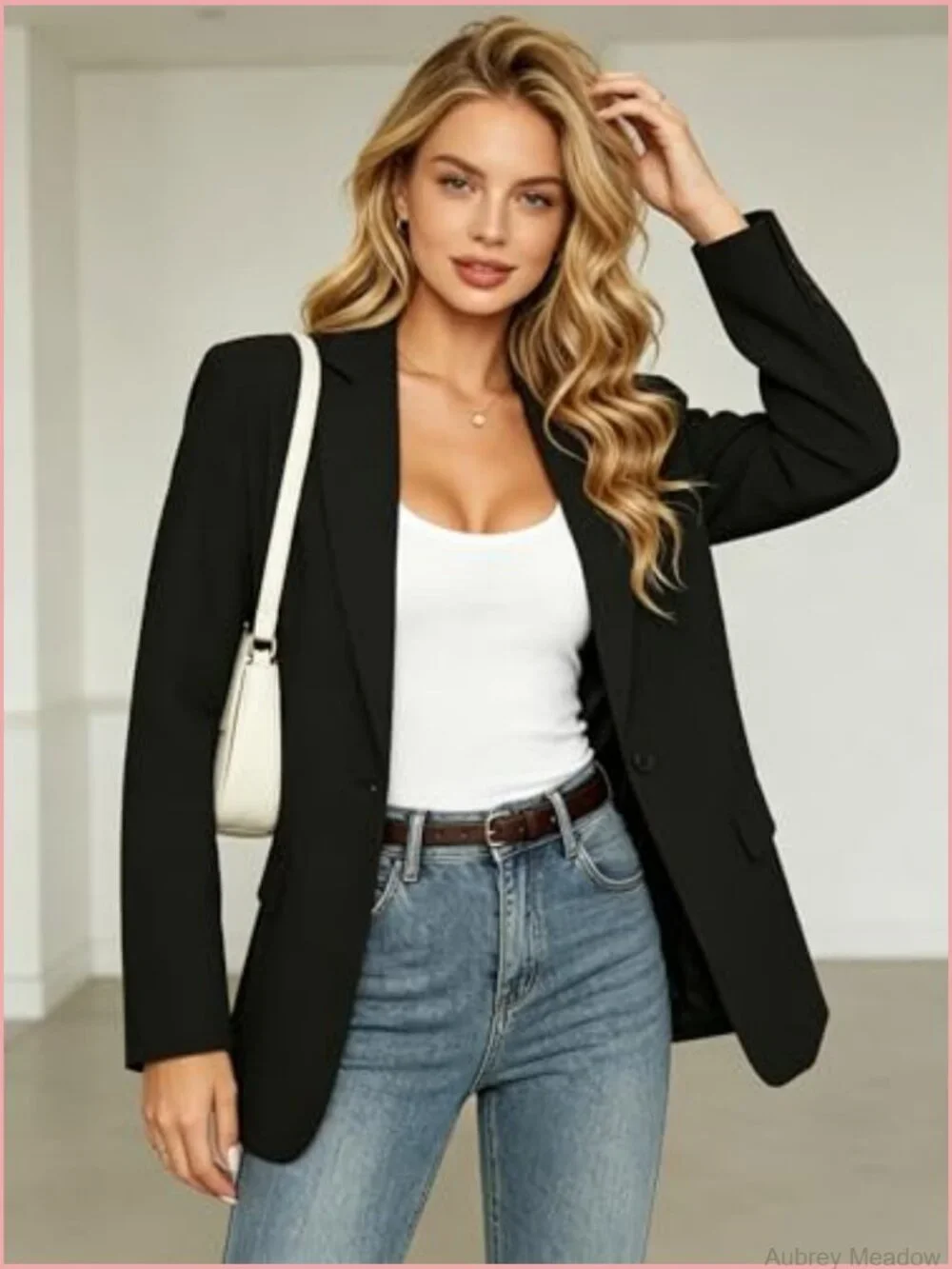 Women's Slim Fit Blazer with Notch Lapels Long Sleeve Lightweight Office